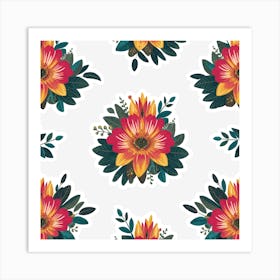 Floral Stickers Art Print