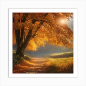 Autumn Tree In The Forest Art Print