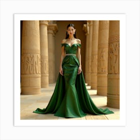 Emerald Evening Gown 1 Art Print