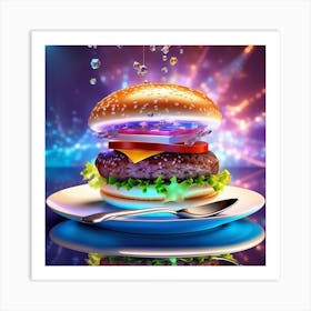 Burger On A Plate 54 Art Print