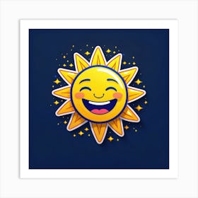 Lovely smiling sun on a blue gradient background 23 Art Print