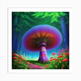 Mushroom In The Forest Art Print