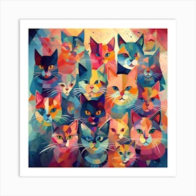 Colorful Cats Art Print