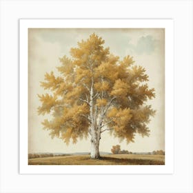 White Poplar Vintage Autumn Tree Print Art Print 2 Art Print