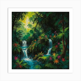 Waterfall In The Jungle 52 Art Print