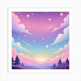 Sky With Twinkling Stars In Pastel Colors Square Composition 206 Art Print