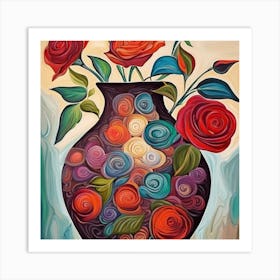 Roses In A Vase 8 Art Print