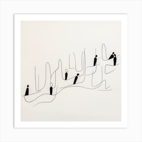 People On A Line Art Print