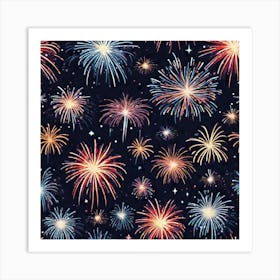 Fireworks On A Black Background 10 Art Print