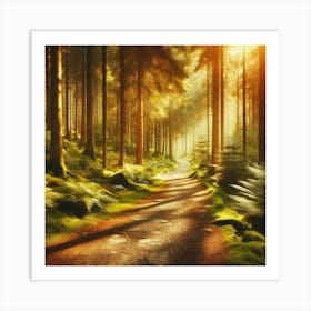 Forest Path In The Sun Art Print