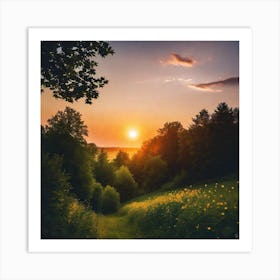 Sunset In The Woods 15 Art Print