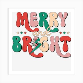 Retro Merry And Bright Leopard Matching Family Christmas Art Print