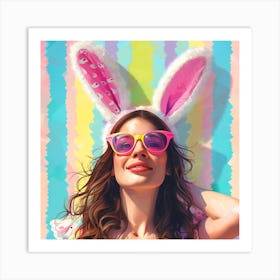 Easter Bunny Girl Art Print