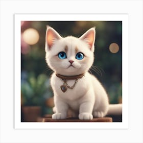 White Cat With Blue Eyes 1 Art Print