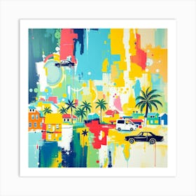 Palm Trees In The City Art Print