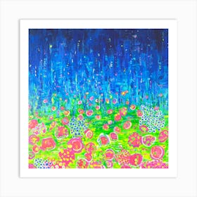 Abstract Flowers In The Rain Art Print