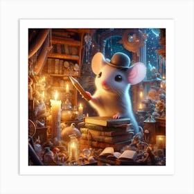 Mouse In A Library Art Print