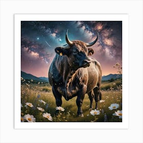 Bull In The Meadow 3 Art Print