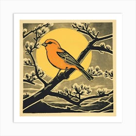 Retro Bird Lithograph American Goldfinch 1 Art Print