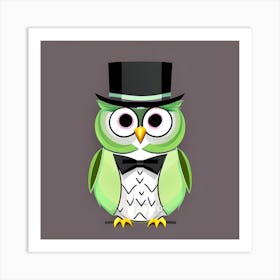 Cute Green Owl Art Print