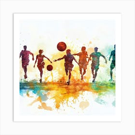 Basketball Players Running Art Print