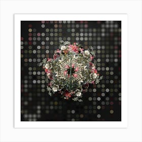 Vintage Scarlet Martagon Lily Flower Wreath on Dot Bokeh Pattern n.0007 Art Print