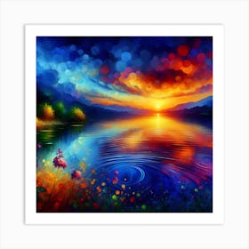 Sunset By The Lake Art Print