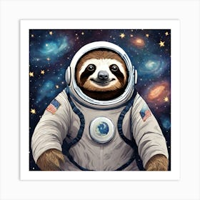 Astronaut Sloth Art Print