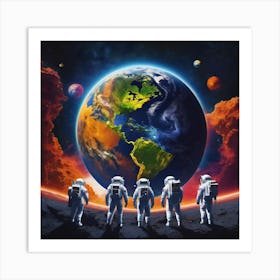 Astronauts In Space Art Print