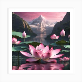 Lotus Flower mountain Art Print