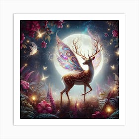 Fairy Deer In The Forest Art Print