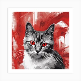 Abstract Cat Red Art Print Art Print