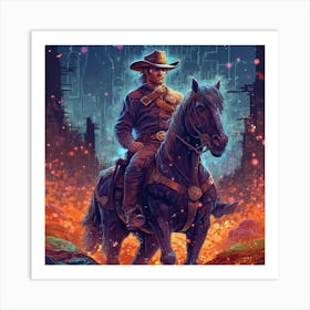 Cowboy On A Horse Art Print