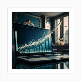 Laptop With Graph 4 Art Print