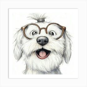 Dog With Glasses 67 Art Print