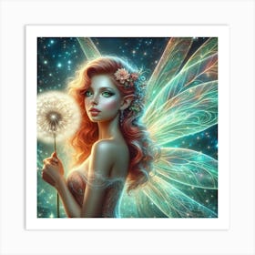 Fairy With Dandelion Art Print