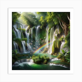 Waterfall In The Jungle Art Print