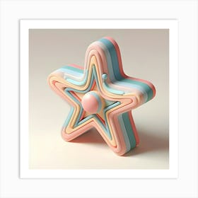 A 3d Model Of A Bright Star In Pastel Colors With A Whimsical Appearance Art Print