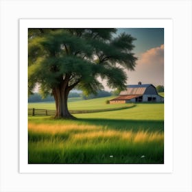 Peaceful Farm Meadow Landscape (47) Art Print