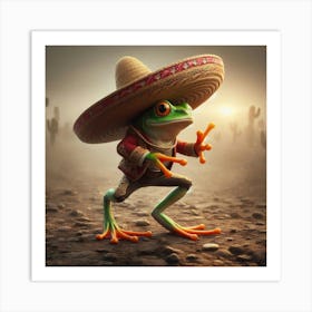 Frog In Sombrero 2 Art Print