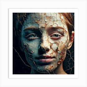 Firefly Face, Cracks, Spots, Chips, Textured, Weathered, Aged, Worn, Detailed, Intricate, Expressive (10) Art Print