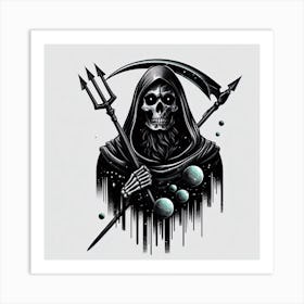 Skeleton With Scythe Art Print