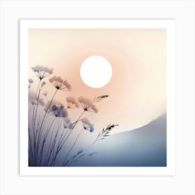 Sunset With Flowers 1 Art Print