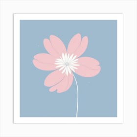 A White And Pink Flower In Minimalist Style Square Composition 674 Art Print