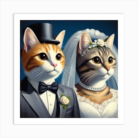 Wedding Cats Art Print