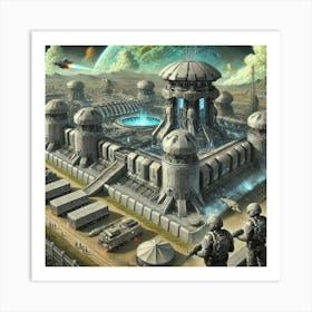 Venusian Enclave Military Fortresses Design Converted Art Print