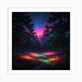 Forest At Night 20 Art Print