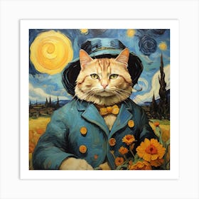 Van Gogh style, Cats 1 Art Print