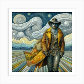 Man In Cowboy Hat Art Print