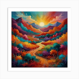 Sunset In The Mountains 1 Art Print